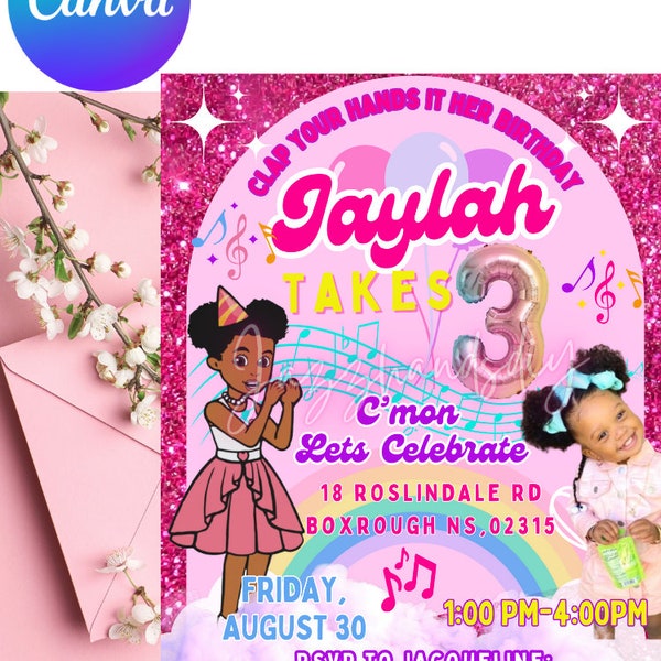 EDITABLE, Gracie's Corner Birthday Invitation, Any Age, Pastel Colors, Rainbow Party, Digital Download, Colorful Girl's Party, Glitter party