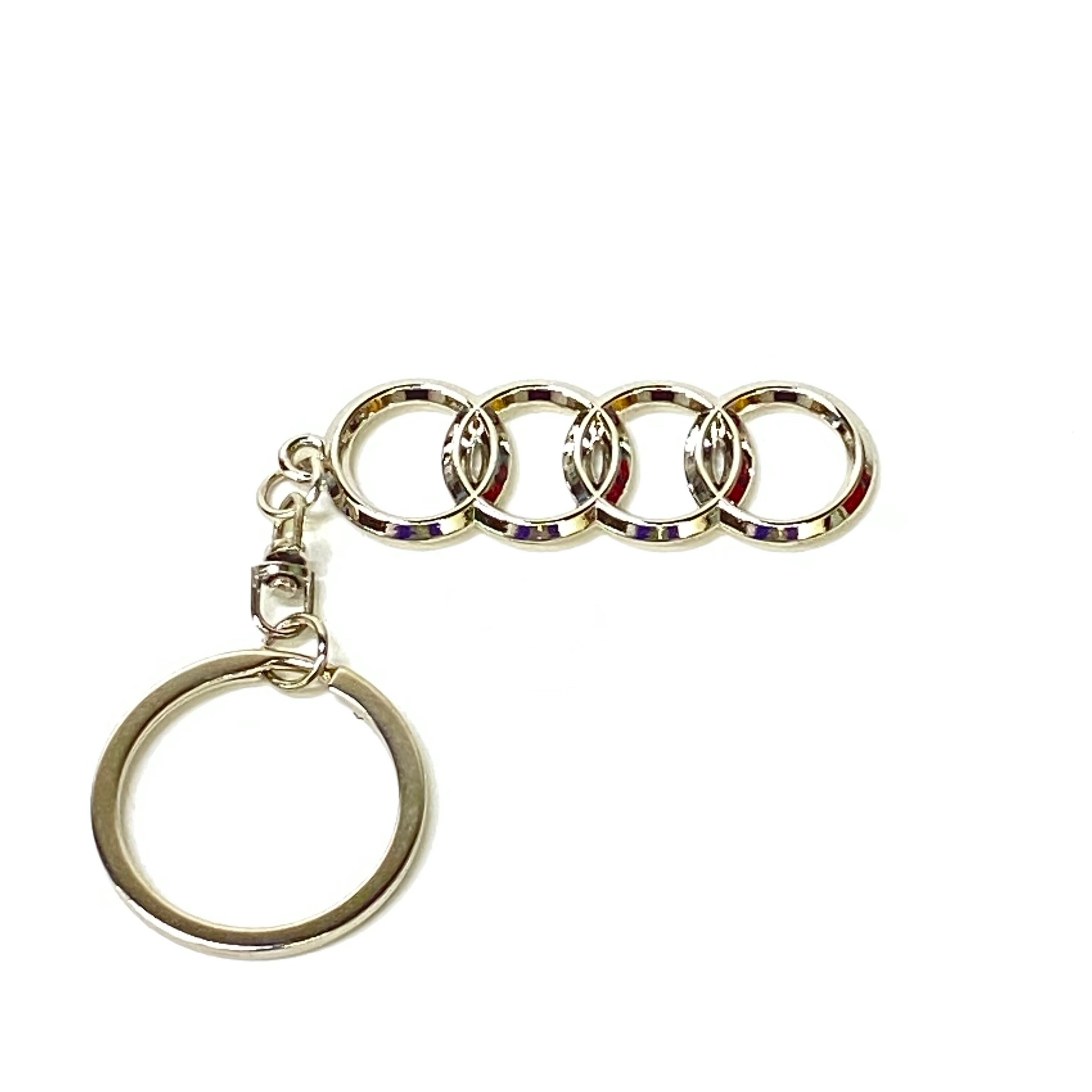 Logo Emblem 3D Key Ring Chain Fob Xmas Gift Keychain Metal Chrome For Audi 50 