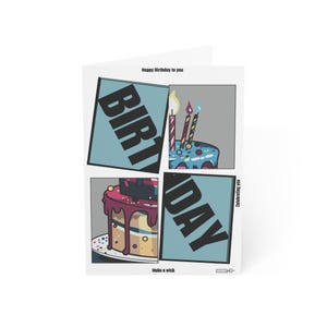 Cartão de aniversário exclusivo com bolo e velas - Feliz aniversário divertido e colorido para você Faça um pedido celebrando você Download digital