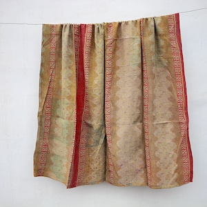 Vintage Kantha Quilt: Hand-Stitched Cotton Throw Blanket (55"x85")