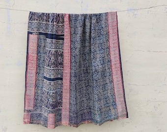 Rare Old Vintage Kantha Quilt, vintage throw, Old Guadri, Reversible Kantha Blanket,Vintage Cotton Sari Blanket,Kantha quilts ,