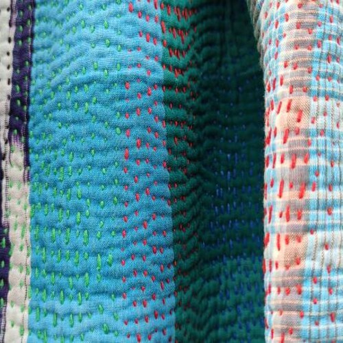 The vintage running stitching beautiful amazing shops beautiful Recycled vintage kantha throw