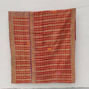 Vintage sari Kantha Quilt Indian kantha blanket and throw, Bedspread Reversible Kantha Throw Hand stitched Quilt Indian Quilt Handmade 画像 2