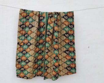 Edredón Sari Kantha vintage: manta india reversible cosida a mano