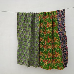 Vintage Kantha Quilt: Hand Stitched Cotton Bedspread, Rustic Throw