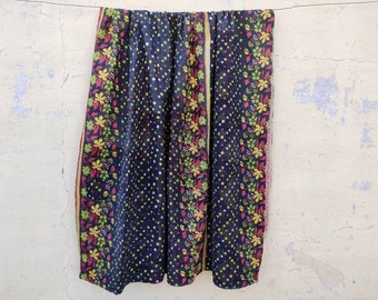 Indian Kantha Quilt Handmade Hand  Print Kantha Quilt Reversible Bedspread Vintage Cotton Gudri 220X 150(CM)