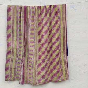 Hermosa colcha de cama Kantha india hecha a mano con vendaje vintage, manta, edredón, tamaño doble, decoración del hogar, decoración bohemia para dormitorio