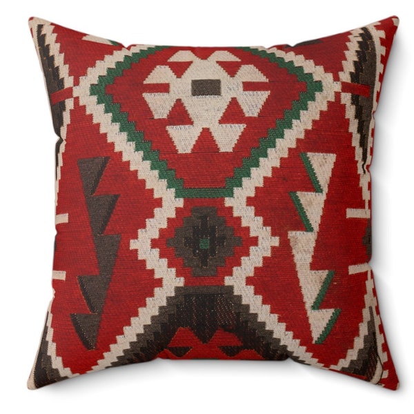 One of a kind throw pillow, Native American Geometric Pattern Throw Pillow,soft Square Pillow, unique earth tone pattern, couch,chair pillow