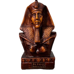 King Akhenaten Bust – Hand-Carved Egyptian Figurine – Vintage Pharaoh Decor – Ancient History Collectible
