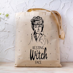 Resting Witch Face - Endora Cotton Canvas Tote Bag - Bewitched, Endora, Samantha Stephens, 60s TV Show Memorabilia, 60's Gifts, TV Nostalgia