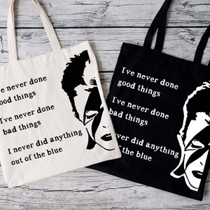 Ashes to Ashes - David Bowie Cotton Tote Bag - Lyrics, Bowie, Ashes to Ashes, Bowie Gifts, David Bowie Memorabillia, Ziggy Stardust