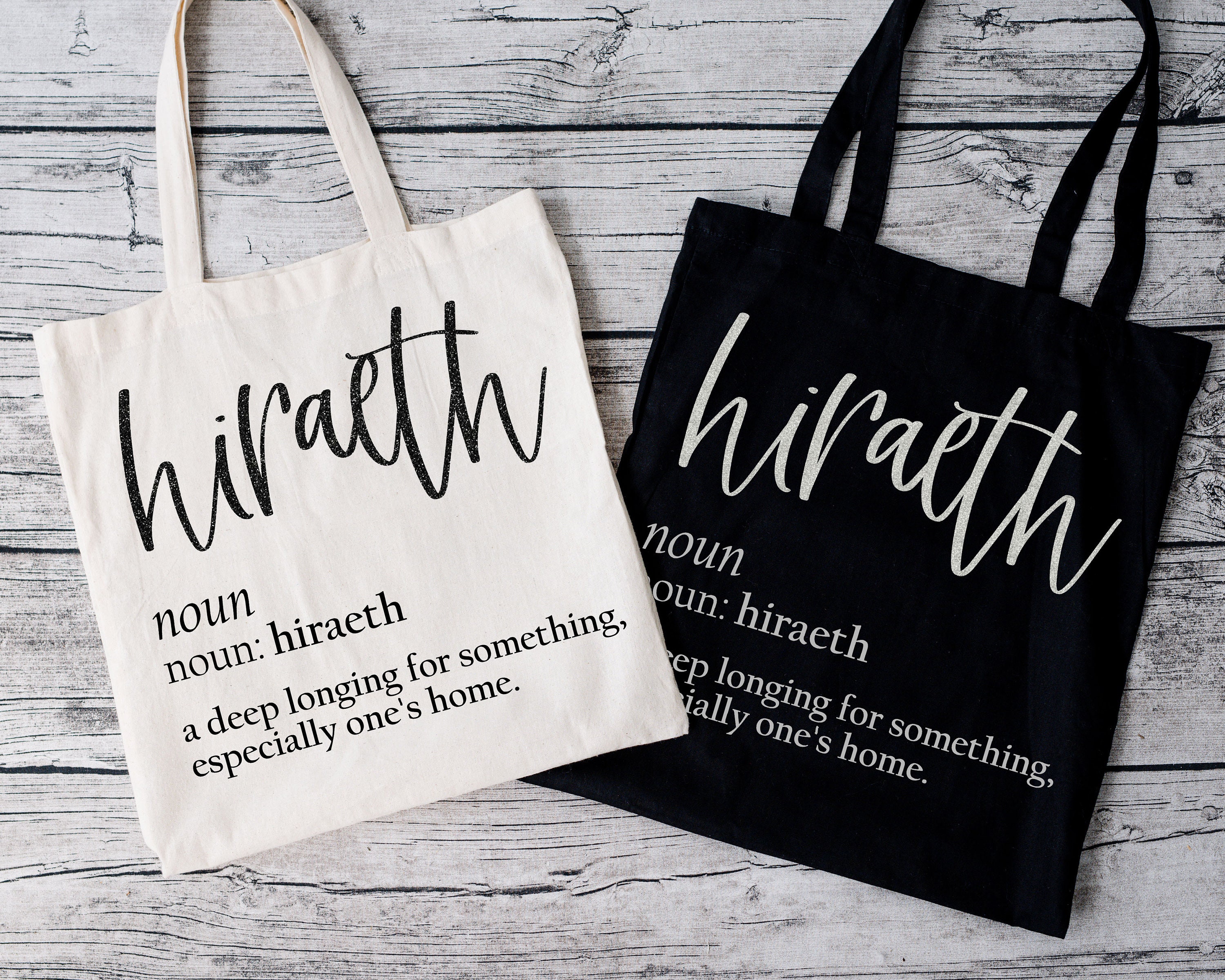 Hiraeth Welsh Words Organic Cotton Tote Bag Welsh 