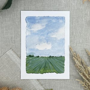 Art Print from Original Watercolor “Soft Meadow” | Wall Art, Prairie Landscape, Flint Hills, Plains, Giclee Fine Art Print