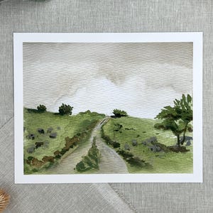 Art Print from Original Watercolor “Roads Remember” | Wall Art, Prairie Landscape, Meadow Scene, Flint Hills, Plains, Giclee Fine Art Print