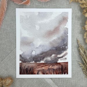 Art Print from Original Watercolor “Settling Across the Prairie” | Wall Art, Prairie Landscape, Flint Hills, Plains, Giclee Fine Art Print
