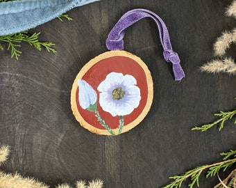 Flower Prairie Hand-Painted Wood Ornament | Holiday, Christmas, Seasonal Artisan Prairie