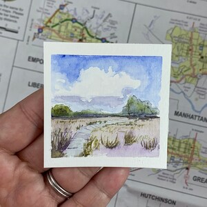 Daily Walk Original Watercolor Painting | Wall Art, Landscape Art, Kansas Art, Midwest, Prairie Art, Flint Hills, Artisan Prairie