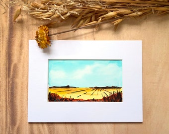 Vast Field Original Painting | Wall Art, Bookcase Art, Shelf Art, Landscape Art, Watercolor, Artisan Prairie