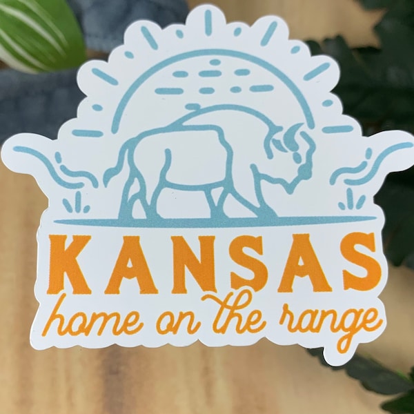 Kansas State Buffalo Home on the Range Vinyl Sticker | Die Cut Sticker, Water Bottle Sticker, Journal Decal, Computer Decal