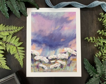 Art Print from Original Pastel Painting “Approaching Rain” | Wall Art, Bookcase Art, Shelf Art, Landscape Art, Kansas Art, Artisan Prairie