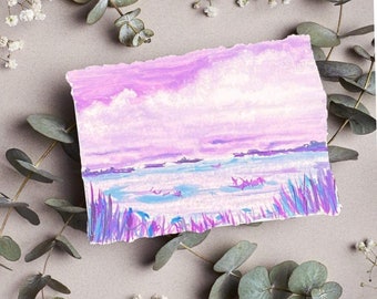 Violet Dream Original Watercolor | Wall Art, Bookcase Art, Artisan Prairie