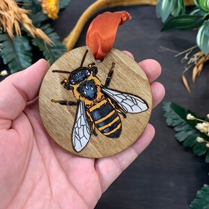 Honeybee Single Layer Wood Ornament Original Art, Shadowbox Art, Holiday Ornament, Christmas Ornament image 4