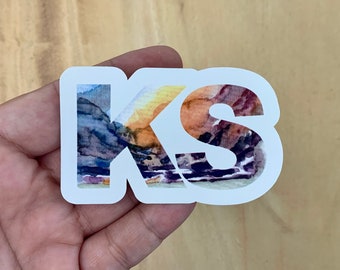 Sweeping Skies KS Kansas Sticker | Die Cut Sticker, Water Bottle Sticker, Journal Decal, Computer Decal