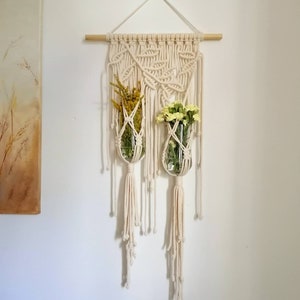 Macrame plant hanger with tassels, Plant holder, Plant hanger on stick, Rope plant hanger, Plant lover gifts, Pots holder, Housewarming image 3