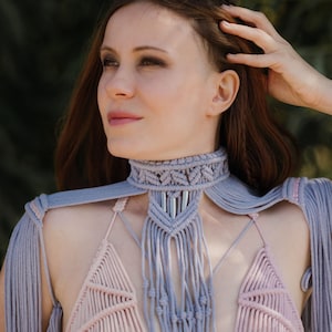 Macrame Shoulder Necklace: Festival Cotton Top
