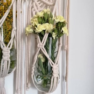 Macrame plant hanger with tassels, Plant holder, Plant hanger on stick, Rope plant hanger, Plant lover gifts, Pots holder, Housewarming image 5