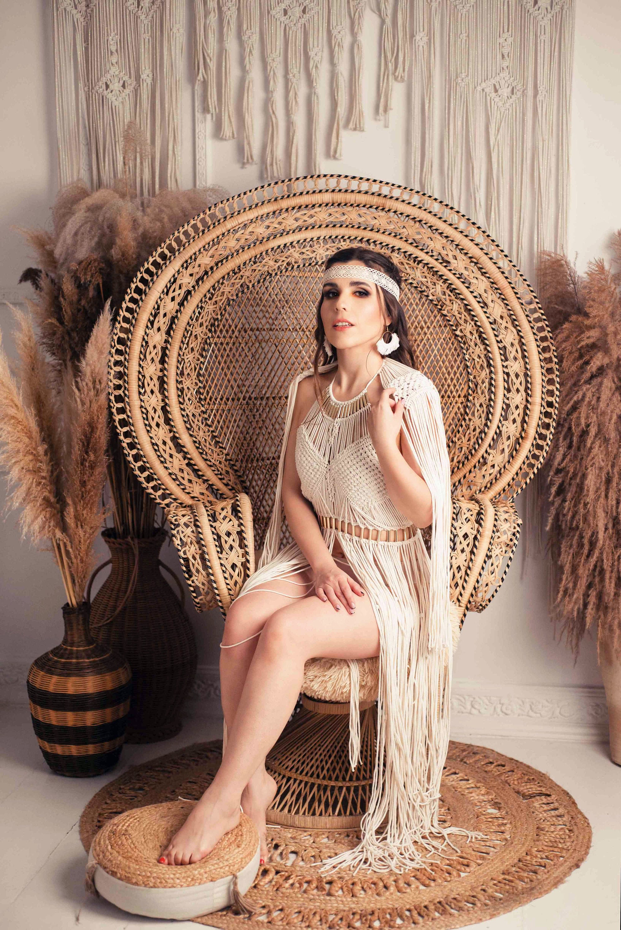 boho macrame dress Lovina Fringe Macrame Dress Island Tribe