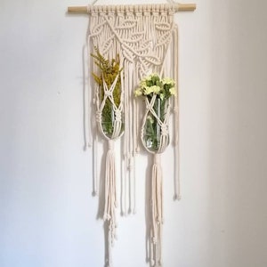 Macrame plant hanger with tassels, Plant holder, Plant hanger on stick, Rope plant hanger, Plant lover gifts, Pots holder, Housewarming image 6