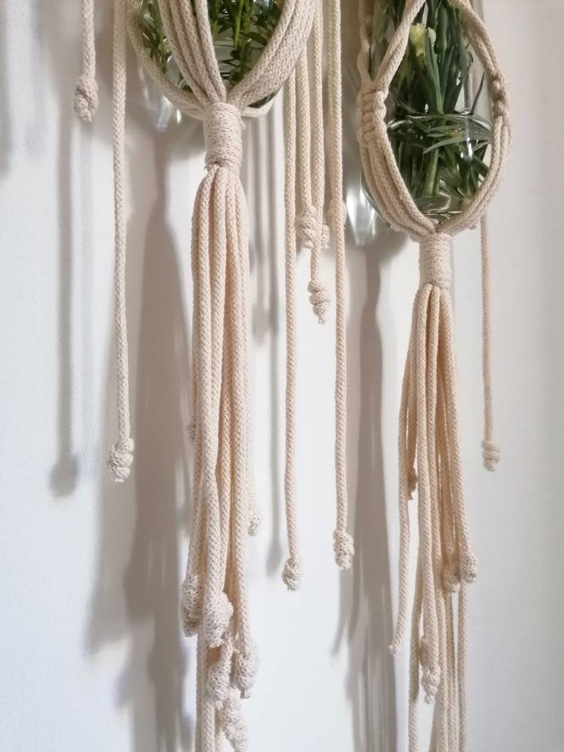 Macrame plant hanger with tassels, Plant holder, Plant hanger on stick, Rope plant hanger, Plant lover gifts, Pots holder, Housewarming image 4