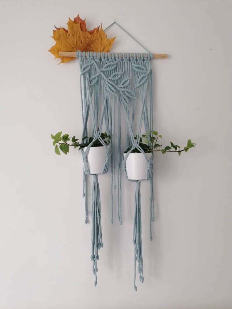 Macrame plant hanger with tassels, Plant holder, Plant hanger on stick, Rope plant hanger, Plant lover gifts, Pots holder, Housewarming image 7