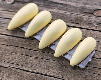 Buttercream Yellow Press on Nails | Glossy Medium Almond Stiletto | Hard Gel Mani