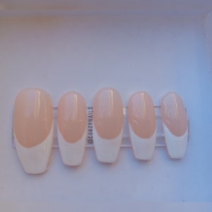 Classic white French tip | Medium Square Nails |  Handmade Nails | Press on Nail Set