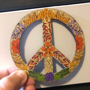 Flower Child Peace Sign Laminated Weatherproof Car/Refrigerator Magnet or Sticker