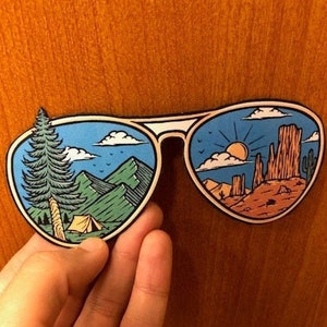 Sunglasses with a View Laminated Weatherproof Car/Refrigerator Magnet or Sticker