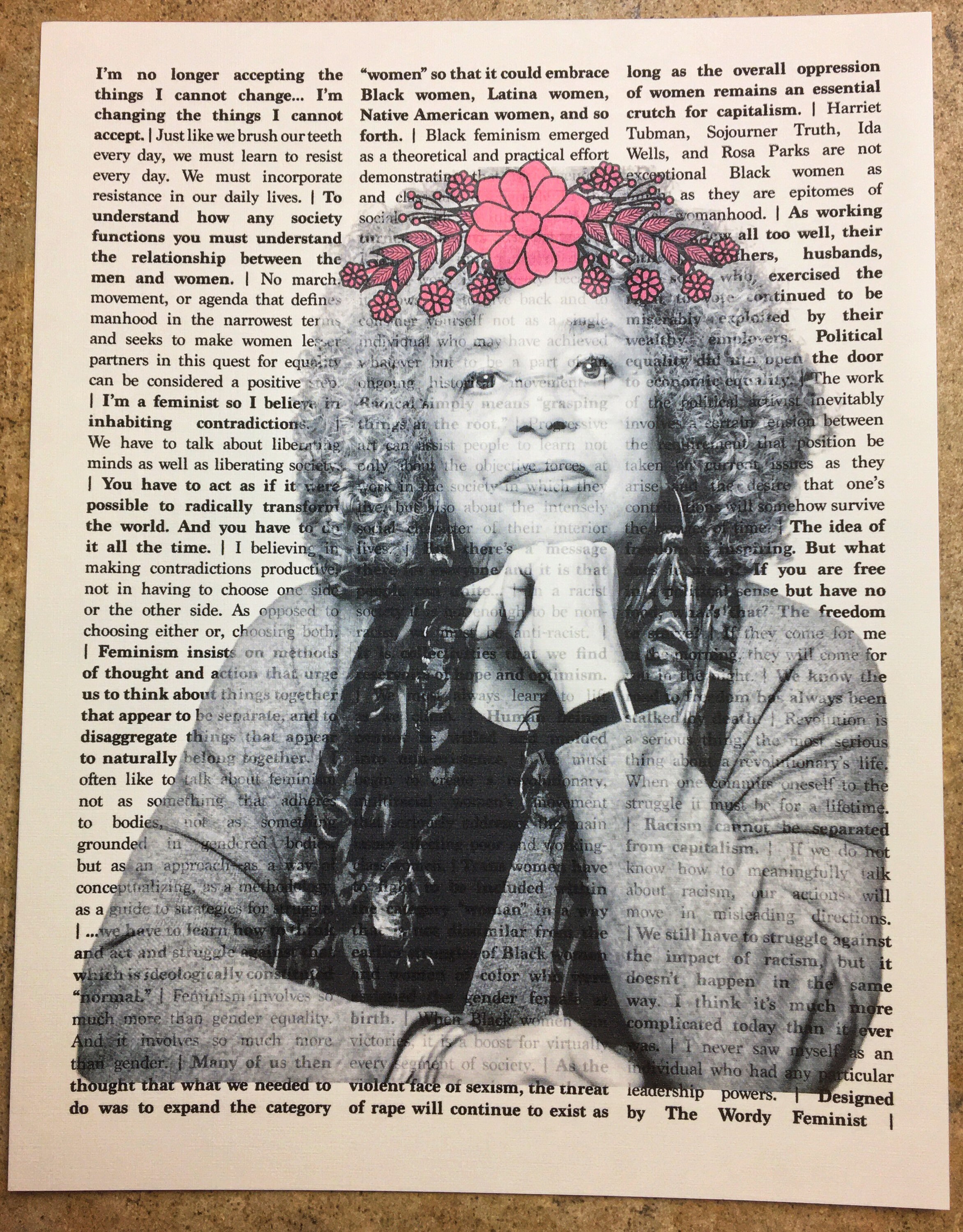 Angela Davis Flower Crown Quotes Print Etsy