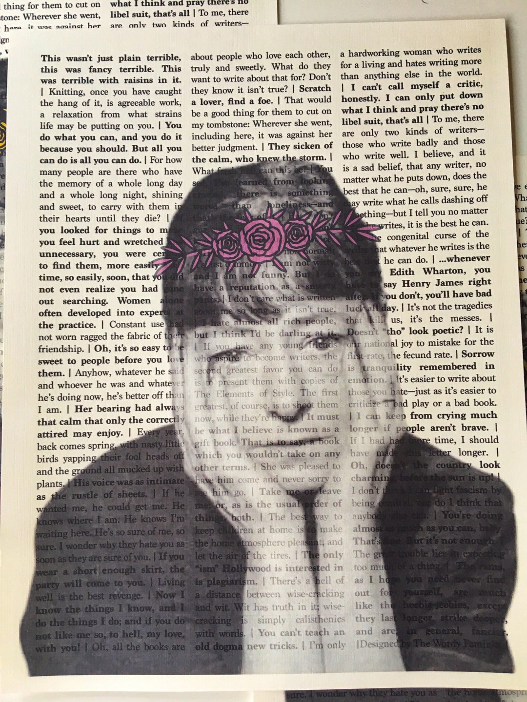 Dorothy Parker Flower Crown Quote Print Etsy