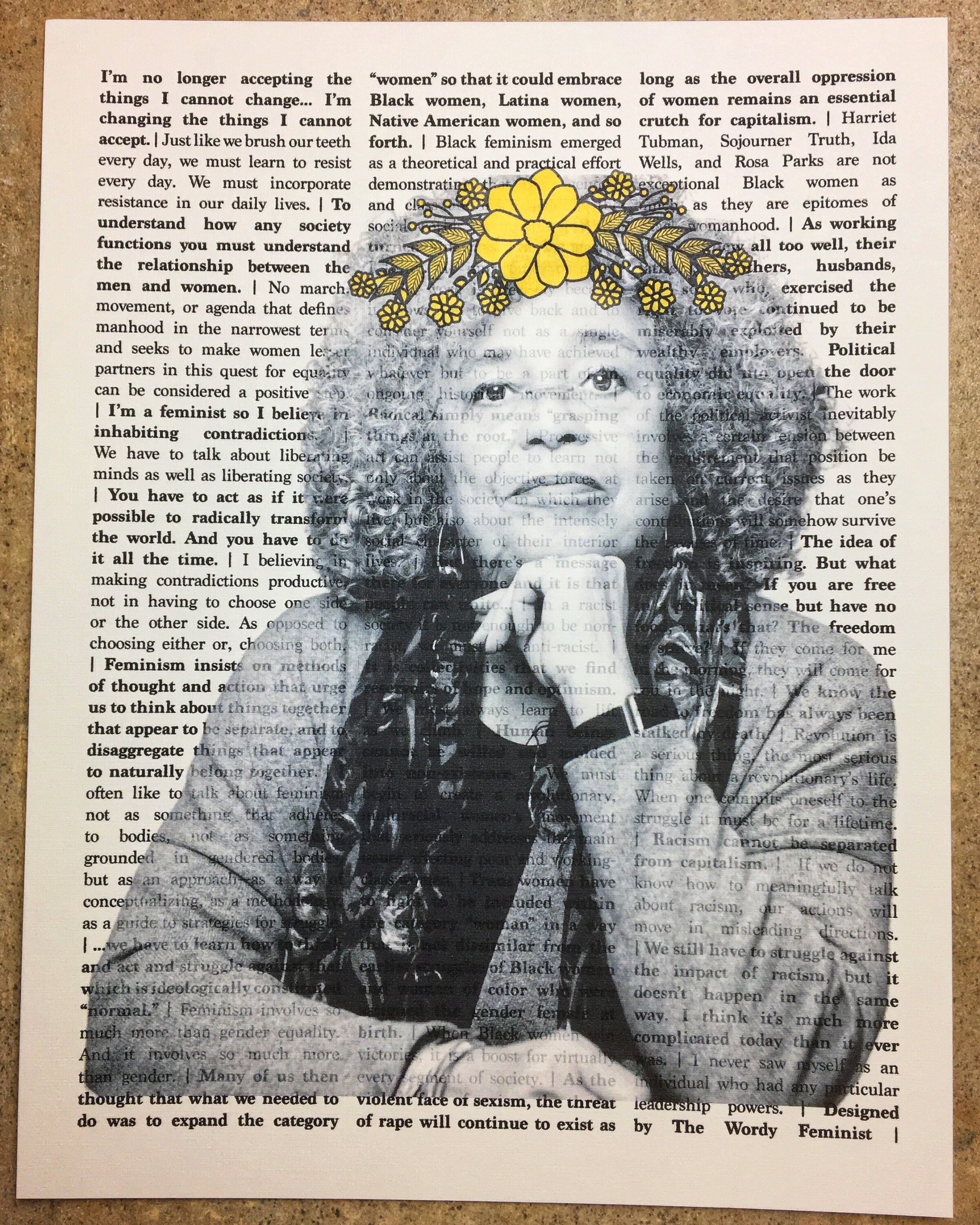 Angela Davis Flower Crown Quotes Print Etsy