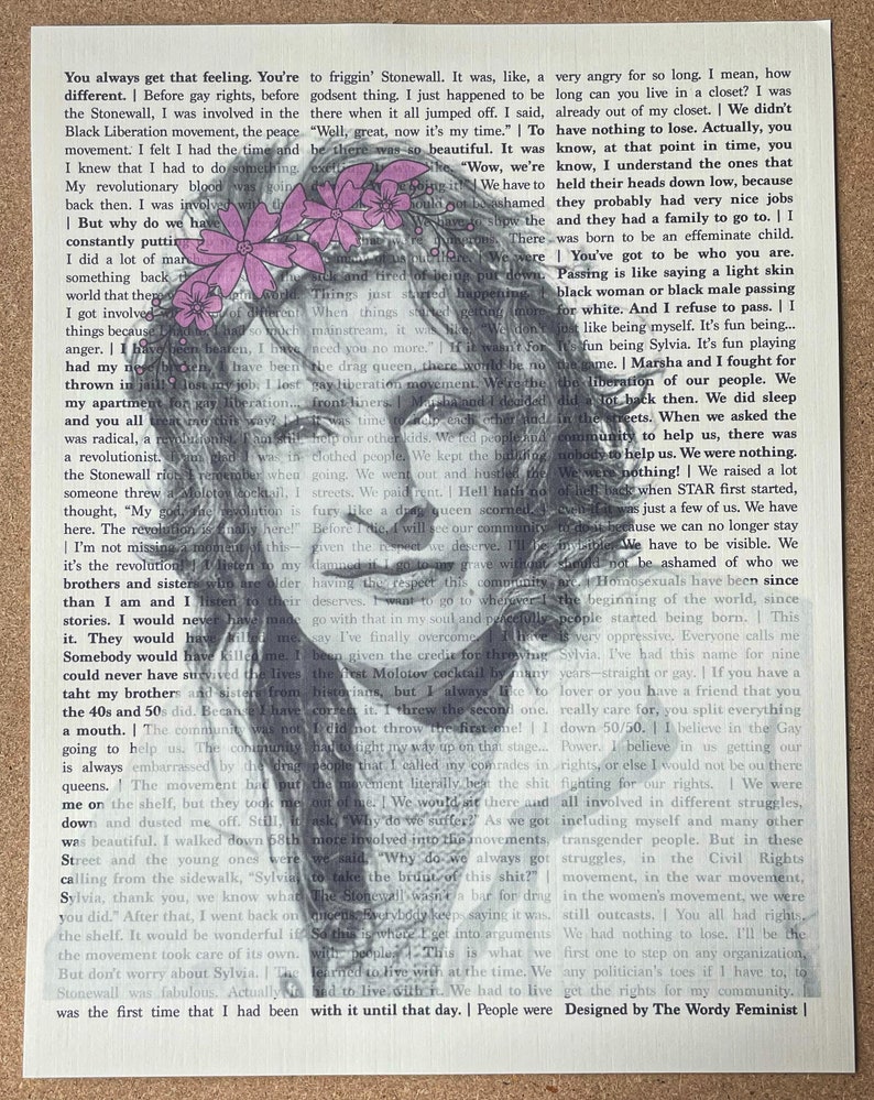 Sylvia Rivera Flower Crown Quote Print Etsy