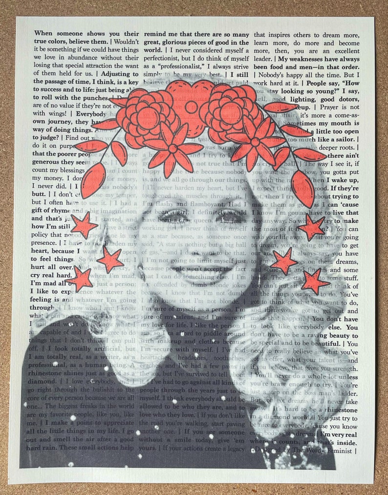 Dolly Parton Flower Crown Quote Print Etsy