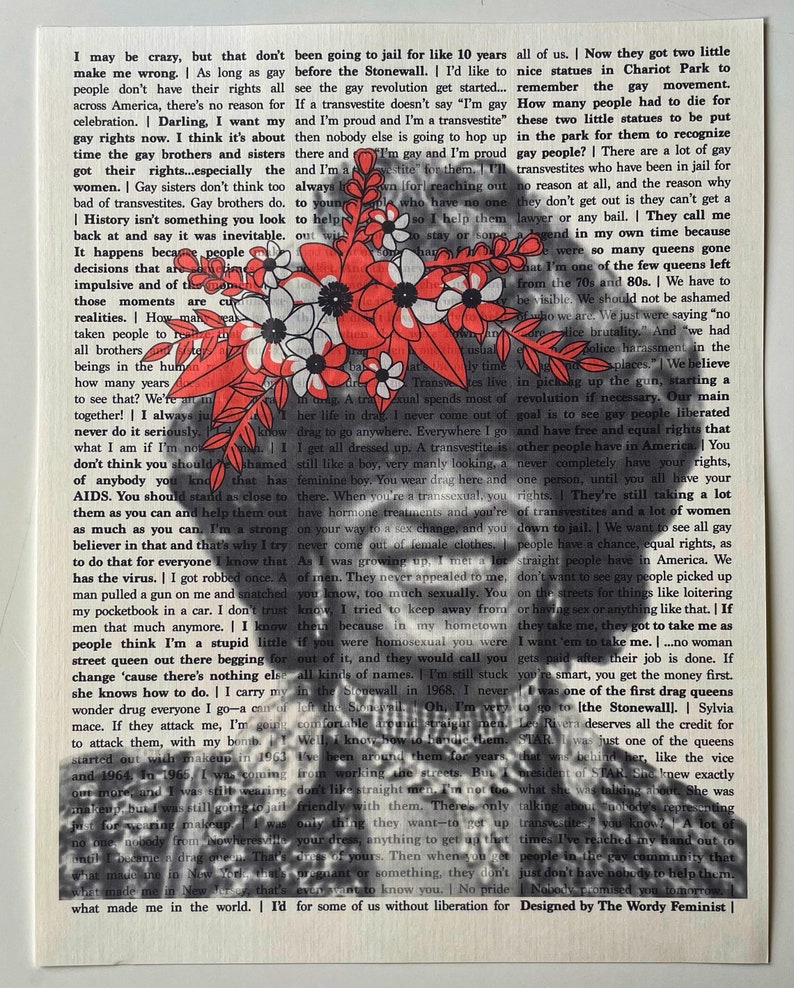 Marsha P. Johnson Flower Crown Quote Print Etsy