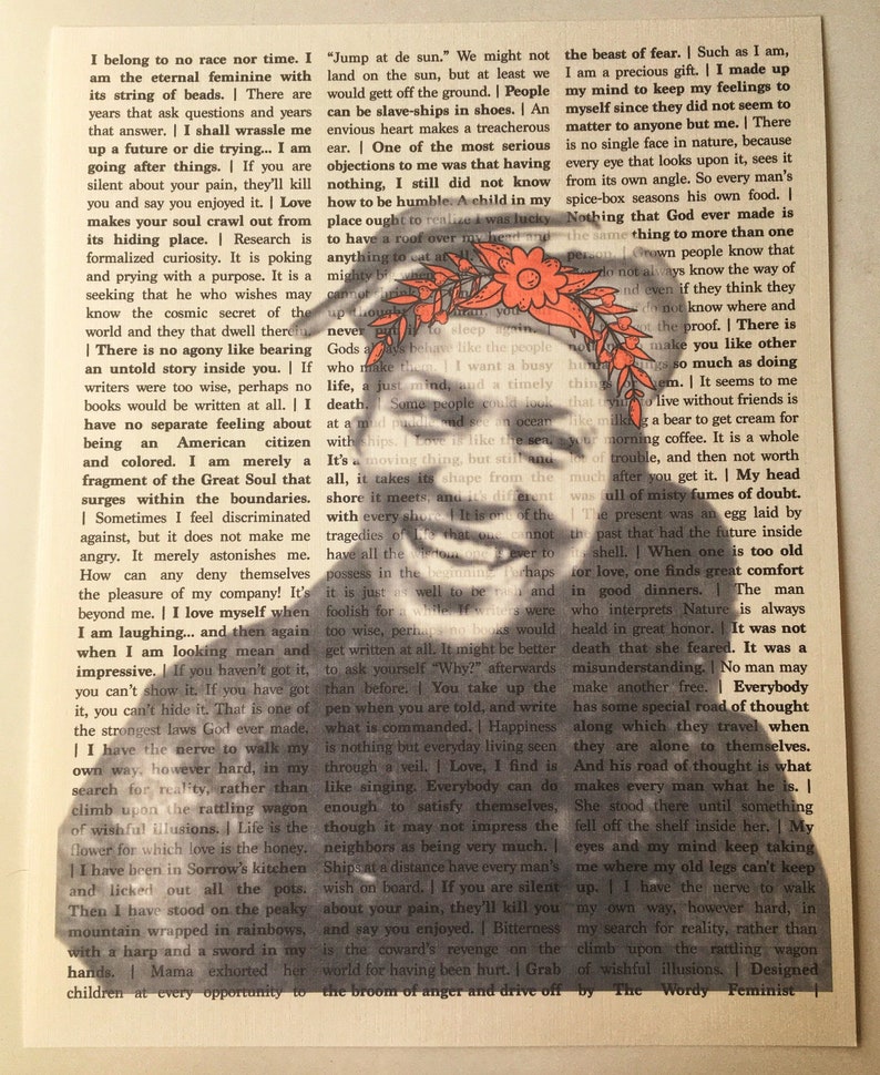 Zora Neale Hurston Flower Crown Quote Print Etsy