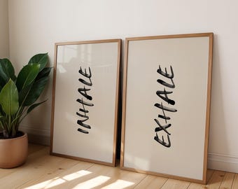 Inhale Exhale Print | Yoga Wand Kunst | Minimalistisches Atem Poster | Fitness-Studio & Meditation Dekor | Achtsamkeit Zitat | DIGITALER DOWNLOAD