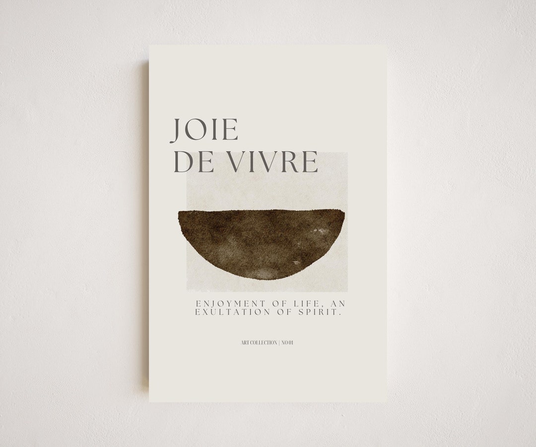 Joie De Vivre Print | French Quote Wall Art | Beige Watercolour Poster ...