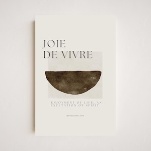 Joie De Vivre Poster Artwork | Enjoyment of Life | French Print Saying | DIGITAL DOWNLOAD | Beige Watercolour Home Gift Art | Living Room