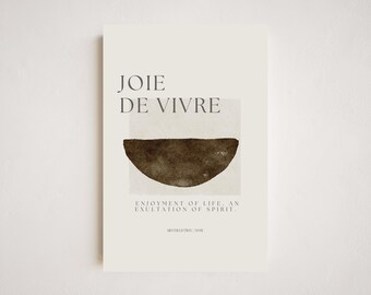 Impresión Joie De Vivre / Arte mural con cita en francés / Póster de acuarela beige / Decoración estética neutra / Obra de arte para regalar en el hogar / DESCARGA DIGITAL