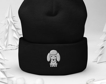 Pudel Cuffed Beanie: Gesticktes Pudel-Liebhaber-Geschenk